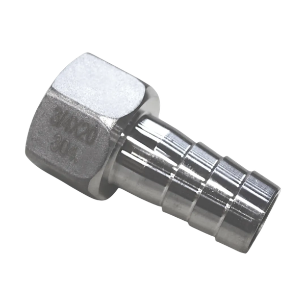 Штуцер елочка нержавеющий ВР, AISI304 DN20 x 20mm (3/4" x 20mm), (CF8), PN16