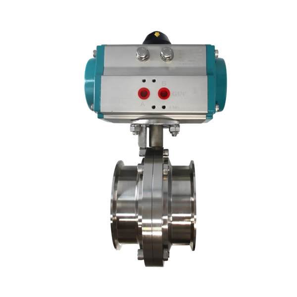 Затвор дисковый Clamp нержавеющий, AISI304 DN100 (4"), с двухсторонним пневмоприводом AT75D