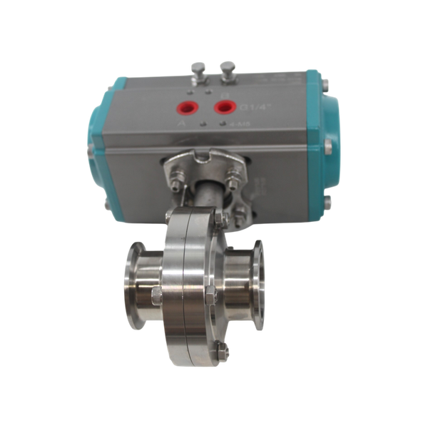 Затвор дисковый Clamp нержавеющий, AISI304 DN40 (1_1/2"), с двухсторонним пневмоприводом AT52D