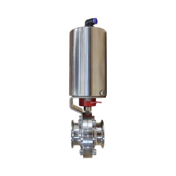 Затвор дисковый Clamp нержавеющий, AISI304 DN50 (2") PN8 EPDM, с пищевым односторонним пневмоприводом SA50