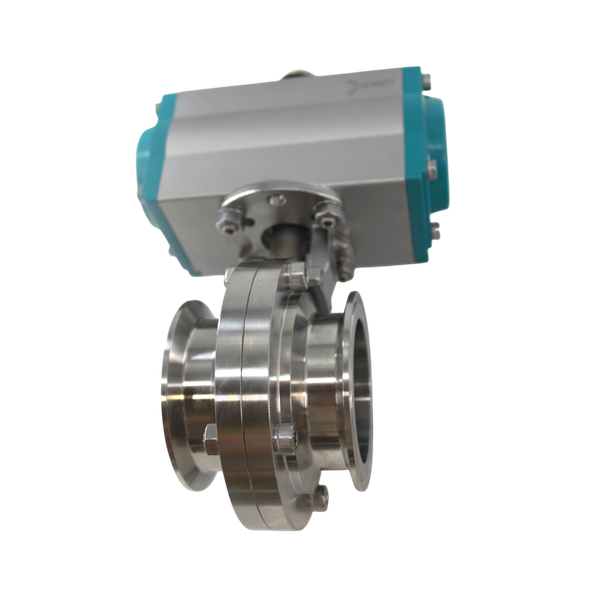 Затвор дисковый Clamp нержавеющий, AISI304 DN65 (2_1/2"), с двухсторонним пневмоприводом AT63D