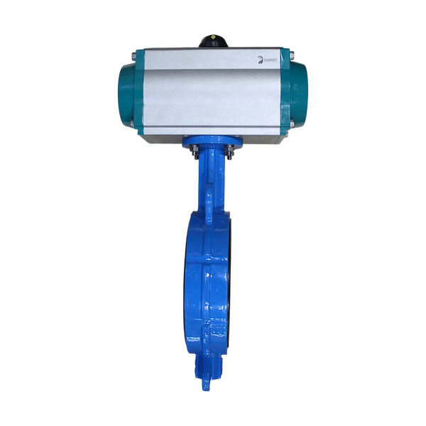 Затвор дисковый межфланцевый нержавеющий, AISI304 DN150 (6") PN16 PTFE, с пневмоприводом AT105D